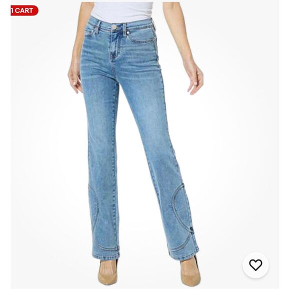 DG2 by Diane Gilman Denim - DG2 by Diane Gilman Classic Stretch Denim Swirl Bootcut Jean Chambray Sz 22W NWT